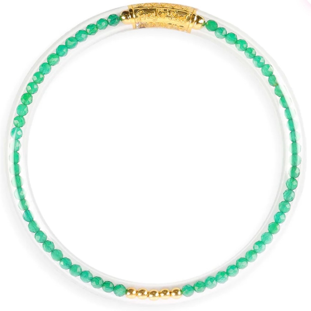 GREEN ONYX LUXE ALL WEATHER BANGLE- SERENITY PRAYER